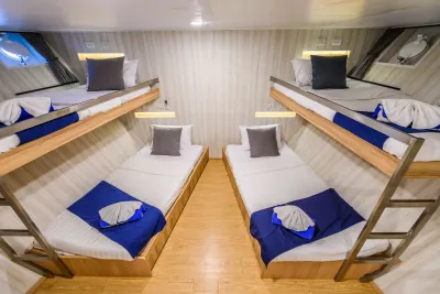 Andaman Quad cabin on Deep Andaman Queen — four single beds in two bunks