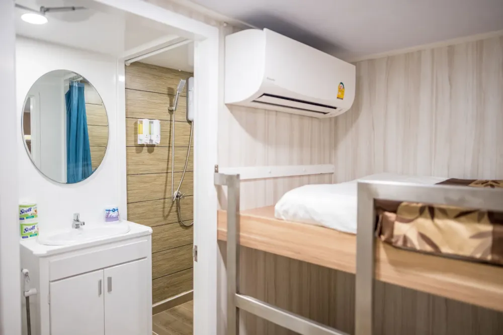 En-suite bathroom with shower in the Andaman Twin B cabin