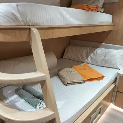 Bunk bed cabin on Eriny — upper and lower berths
