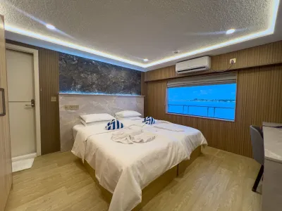 Каюта Superior Twin/Double на Maldives Master — двуспальная кровать у панорамного окна