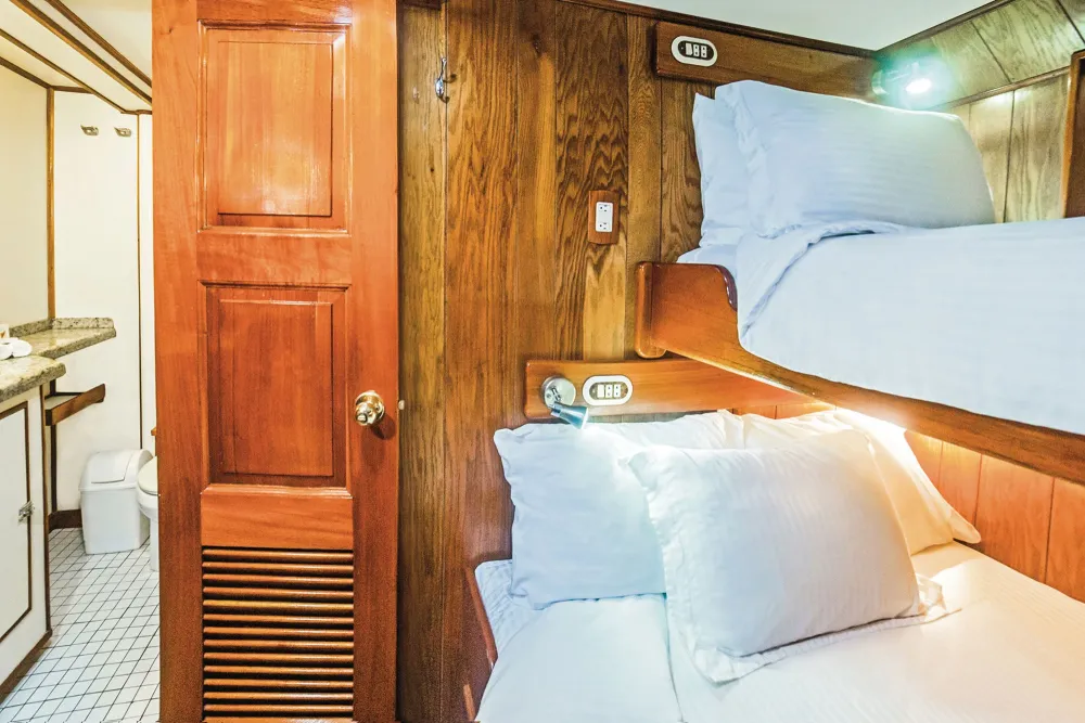 Деревянная дверь каюты Stateroom и вход в душевую