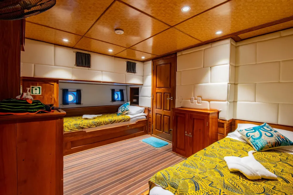 Каюта Premium Twin на Palau Siren — телевизор и полки над кроватью