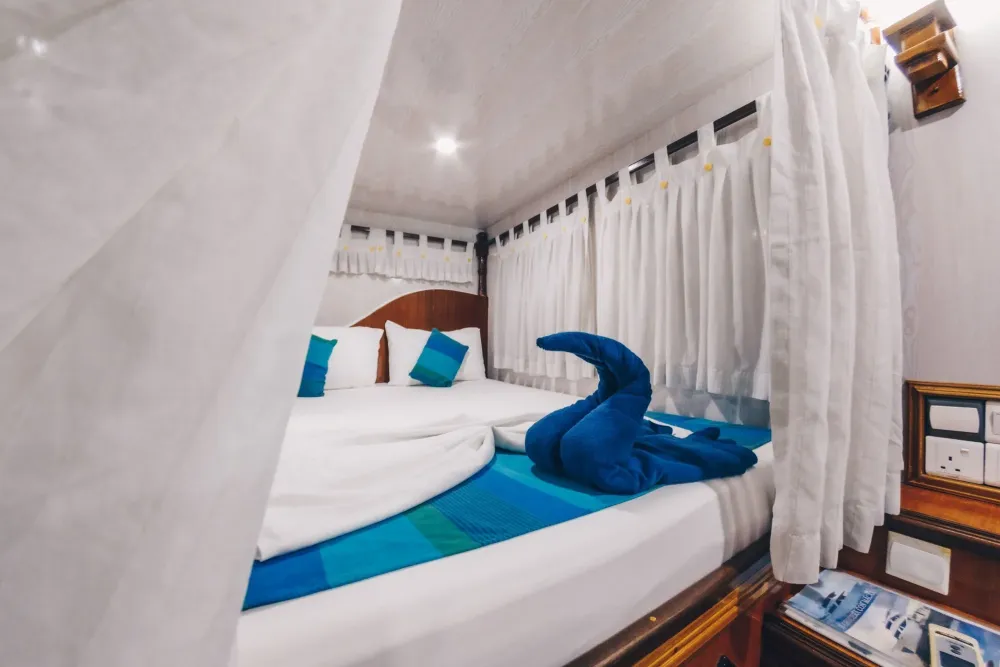 Ocean view cabin on Princess Dhonkamana — double canopy bed
