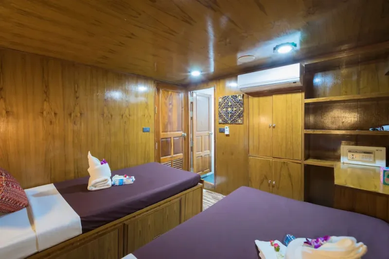 Standard cabin set up with two separate beds