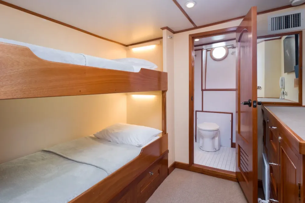 Bunk-style cabin on Sea Hunter with its own bathroom