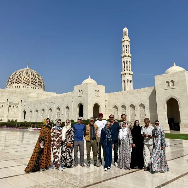 Group at Sultan Qaboos Grand Mosque