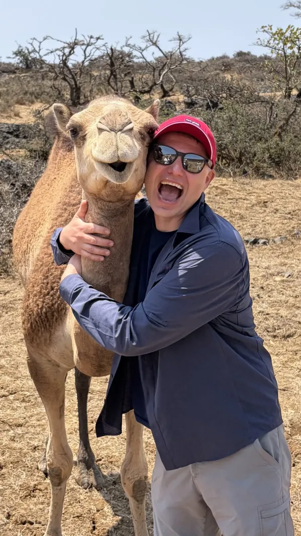 Selfie with a camel — both pleased