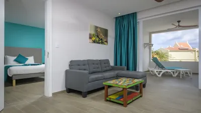 The suite's living area with a sofa