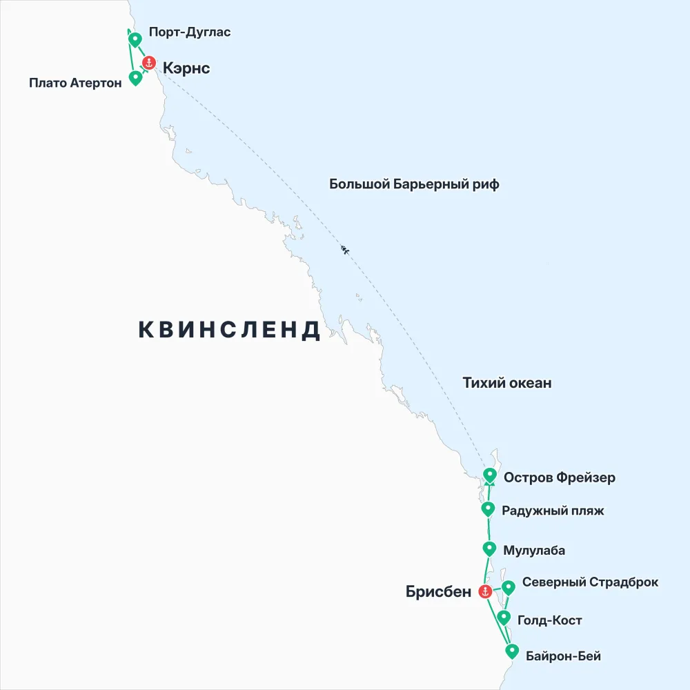 Карта путешествия — Австралия. Дайвинг и австралийское побережье