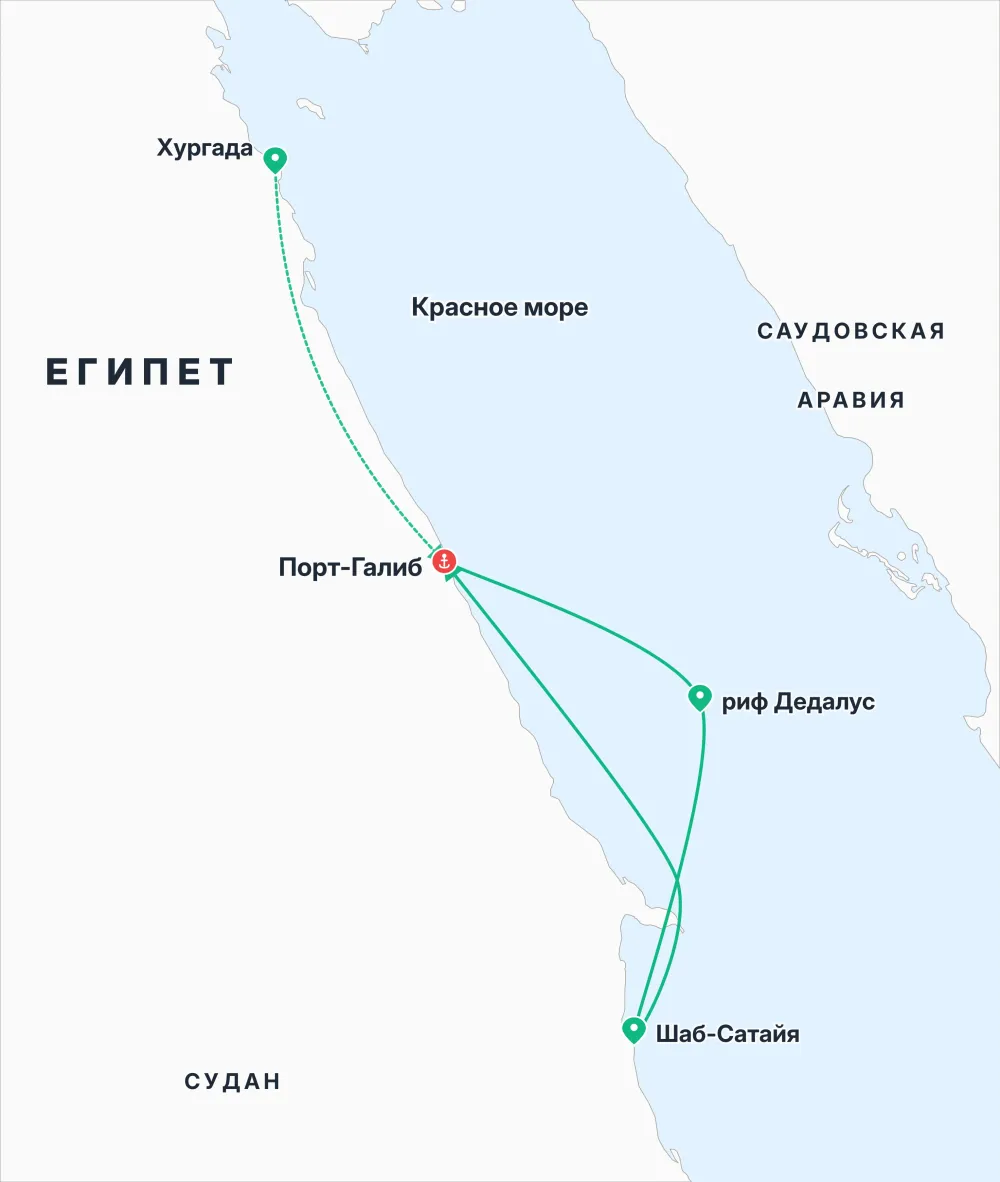 Карта путешествия — Египет. Южное Красное море