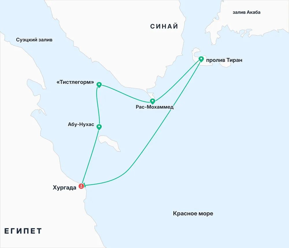 Карта путешествия — Египет. Северное Красное море