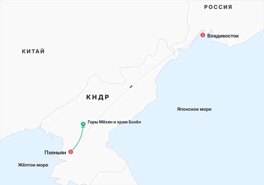 Карта путешествия — Северная Корея. Историческое путешествие