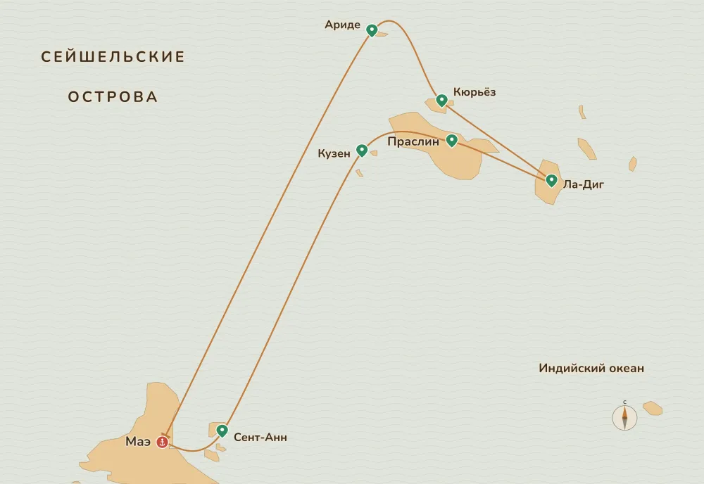 Карта путешествия — Сейшелы. Новый год на Emerald Kaia