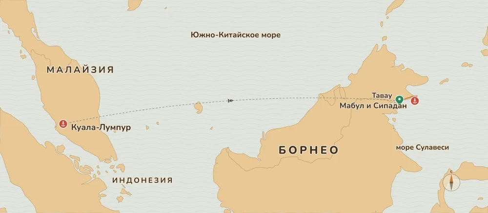 Карта путешествия — Сипадан 2027. Остров черепах