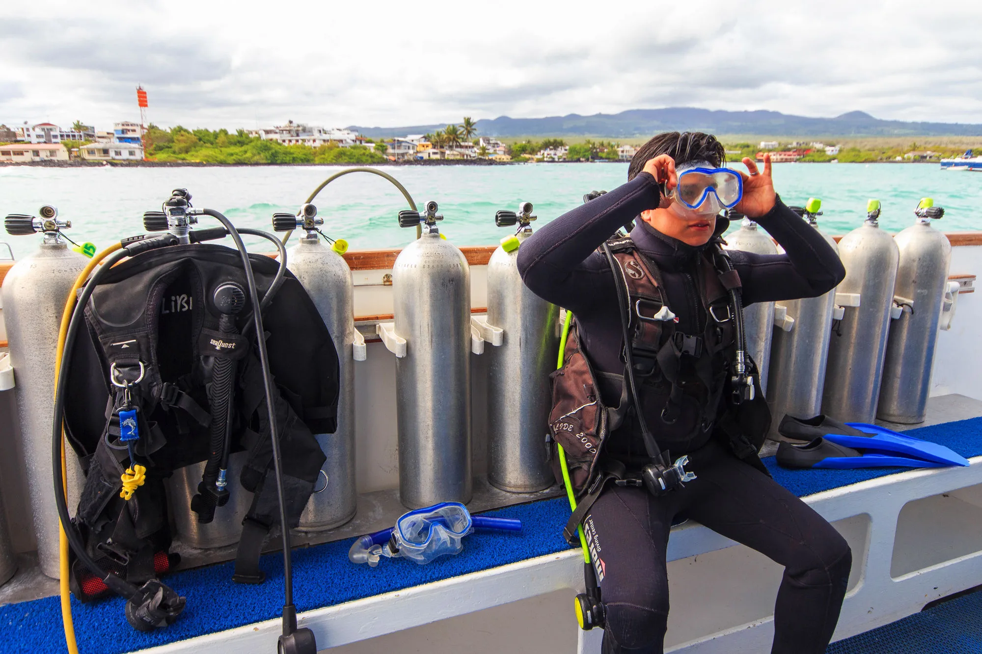 Diver getting ready in the Aqua tender
