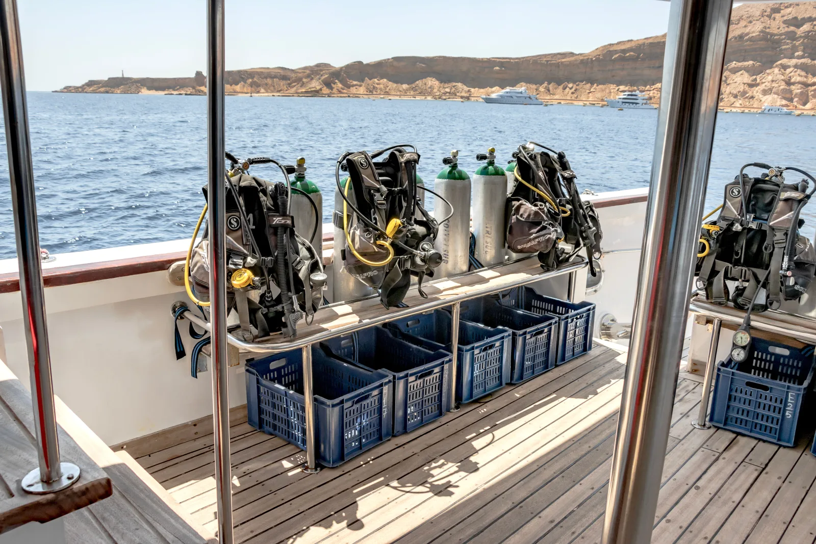 Divers' gear on the Bella 3 dive deck