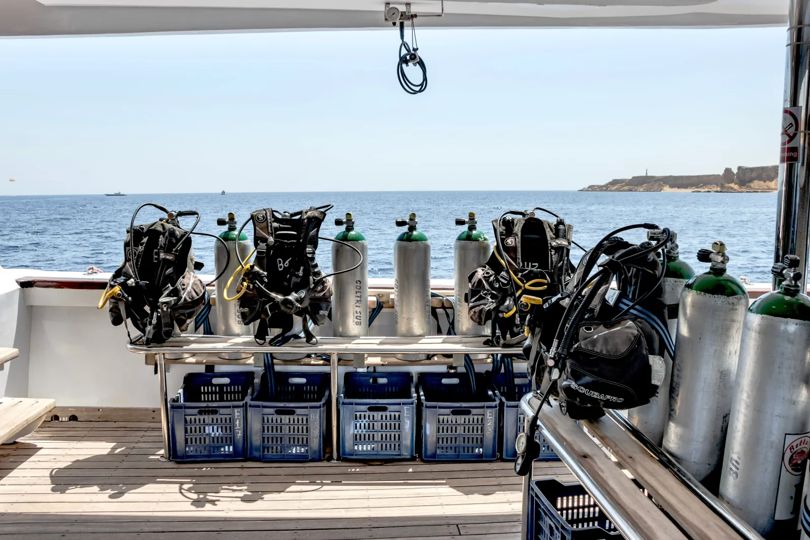 Tank racks and gear crates on Bella 3