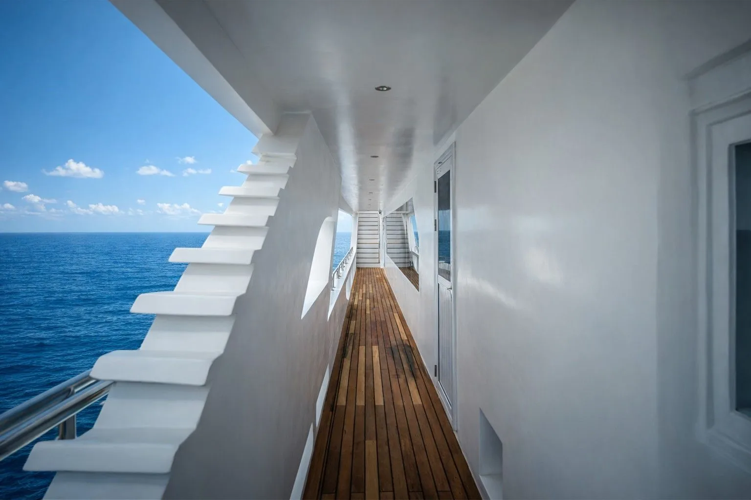 Corridor leading out to the deck on Black Manta