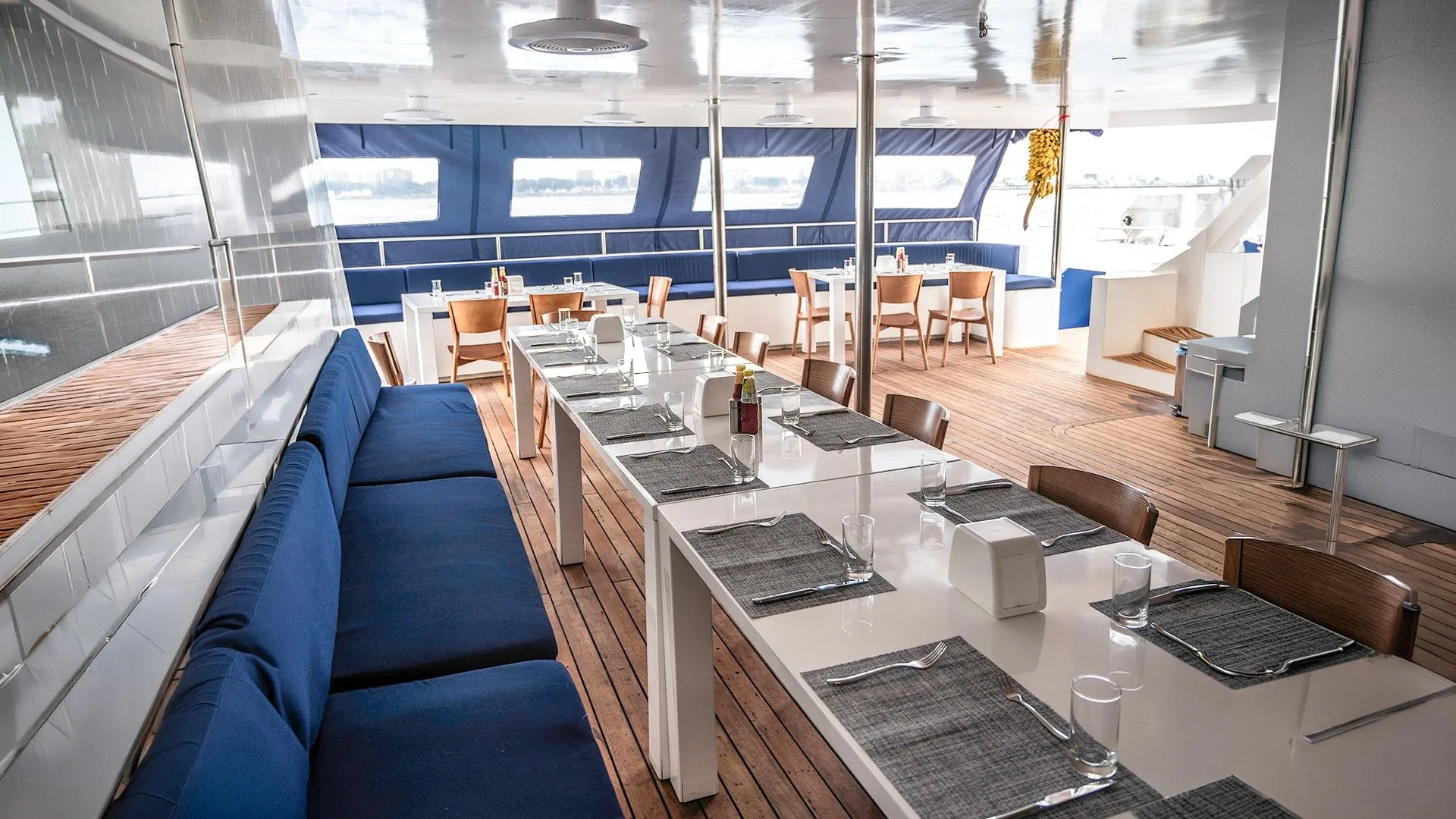 Restaurant on the open deck of Black Manta