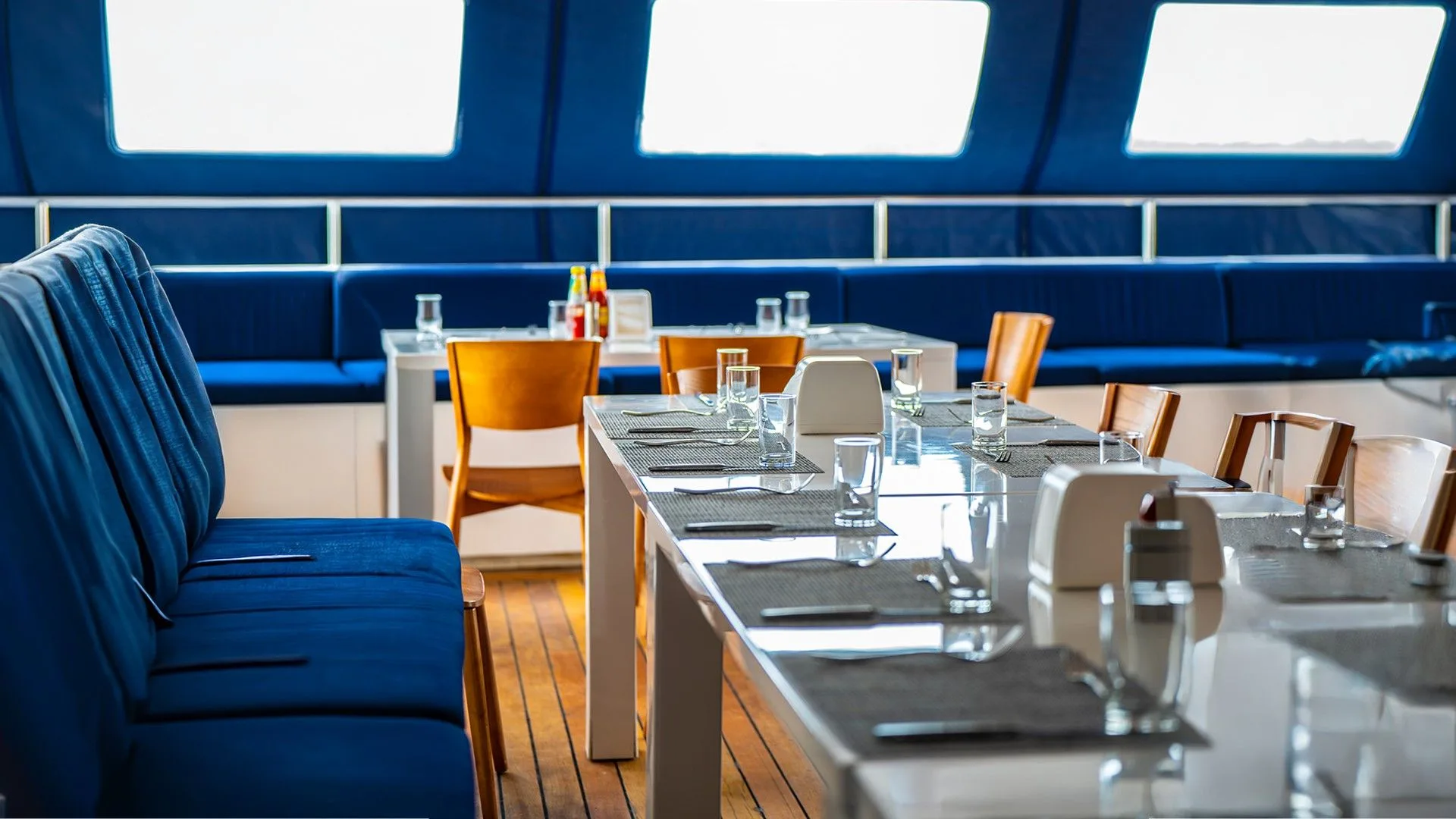 Laid table in the restaurant of Black Manta
