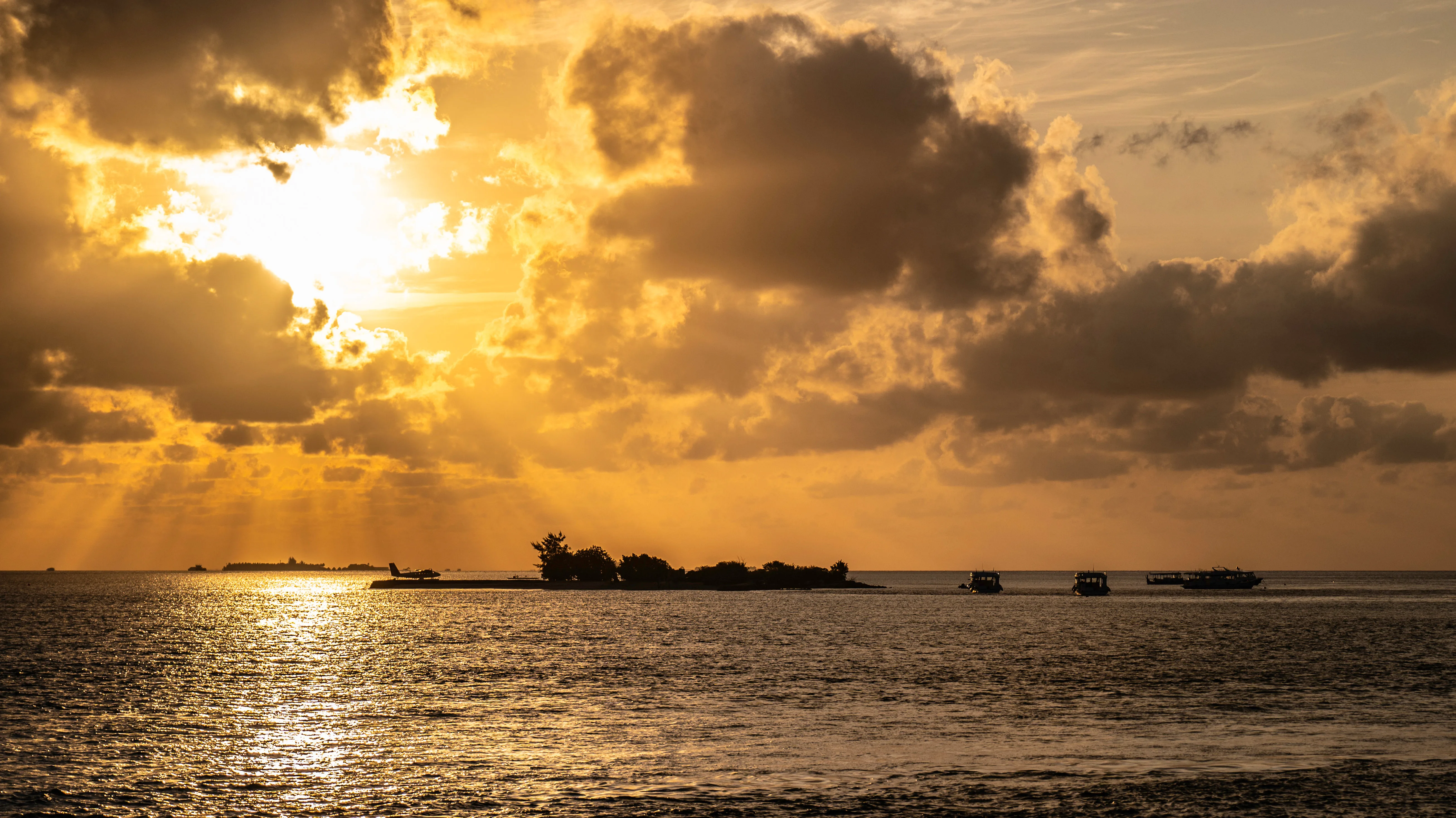 Sunset in the Maldives from the deck of Black Manta