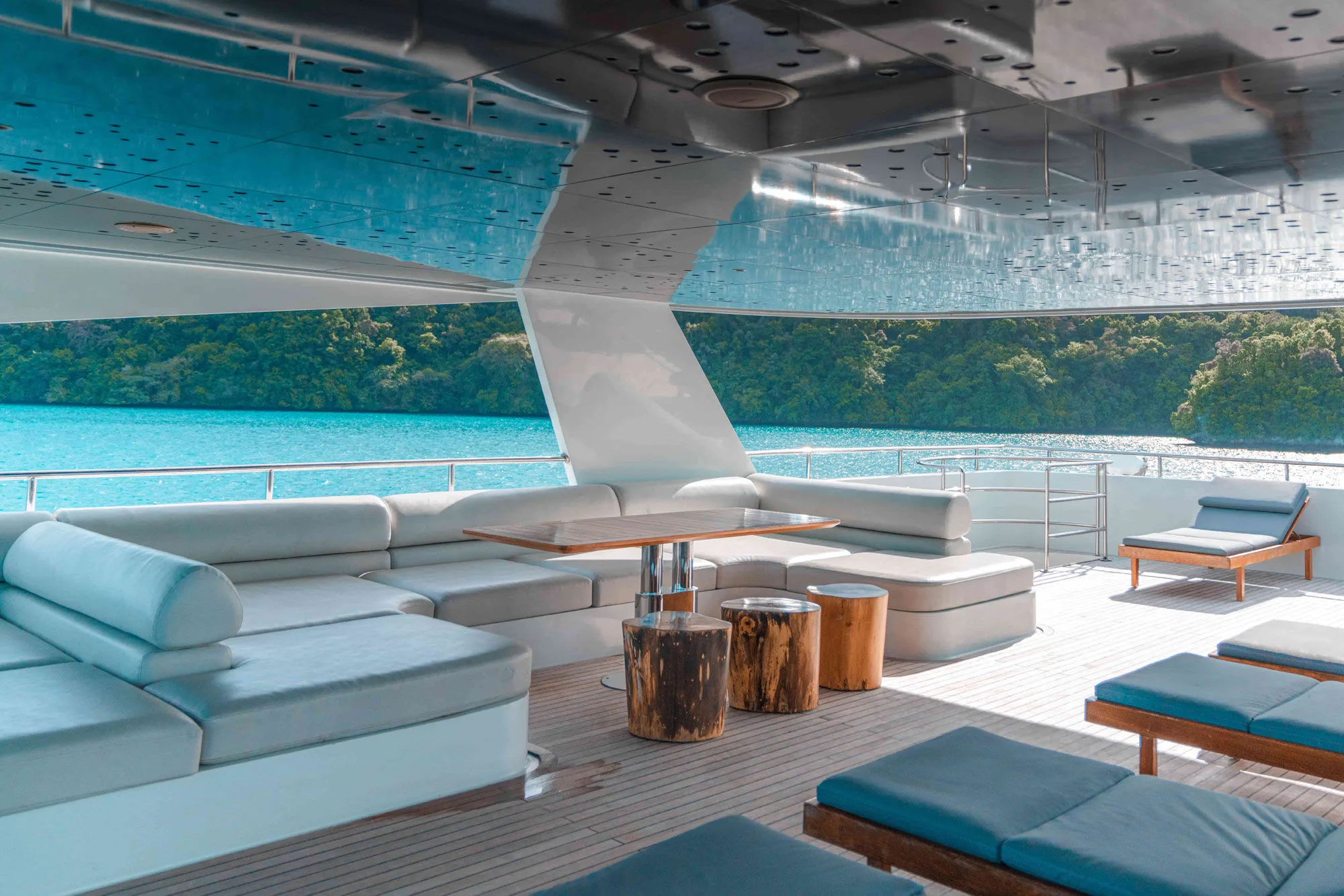 Sofas and loungers on the Black Pearl sun deck