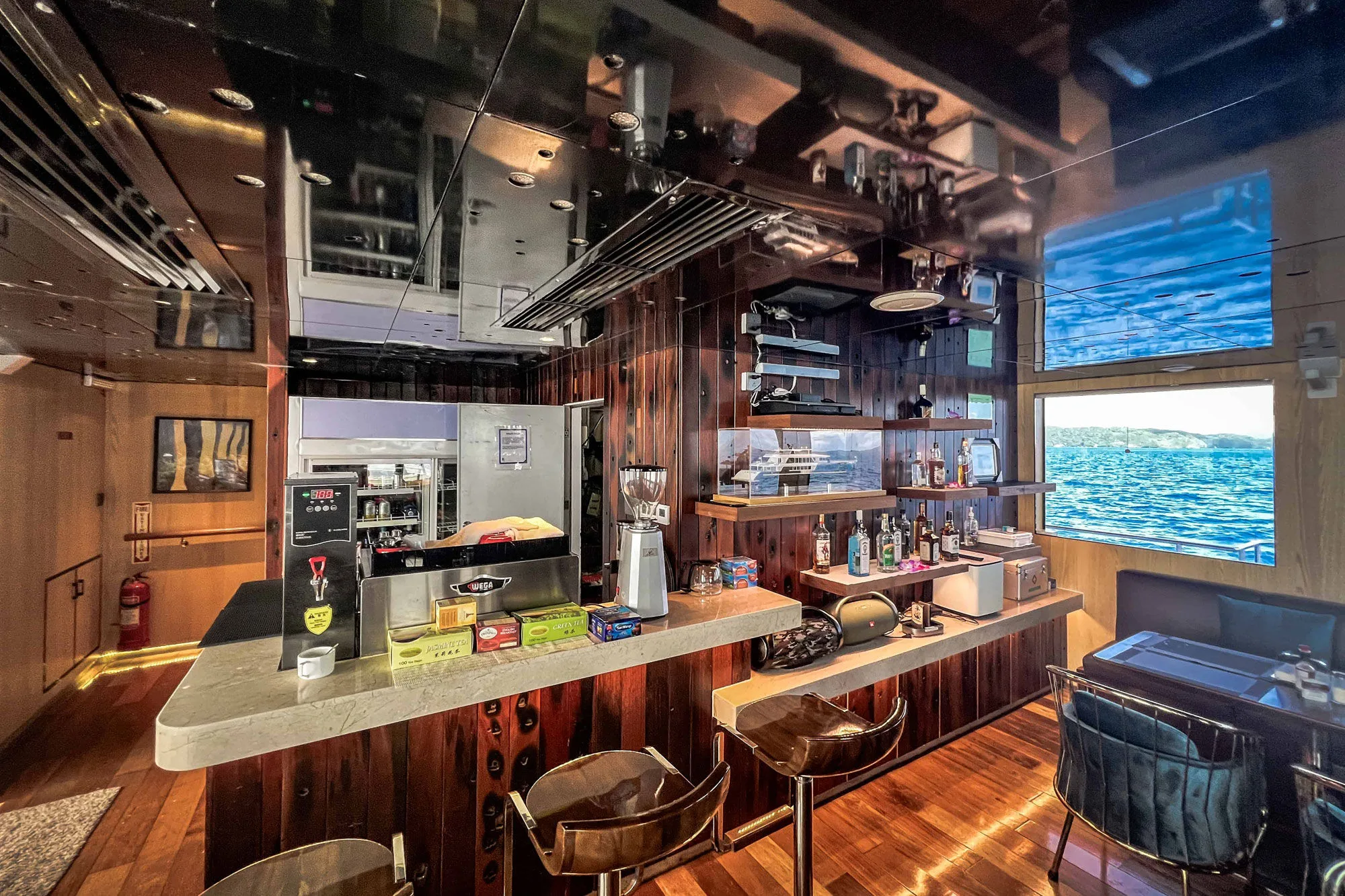 Coffee bar and galley area of the Black Pearl restaurant