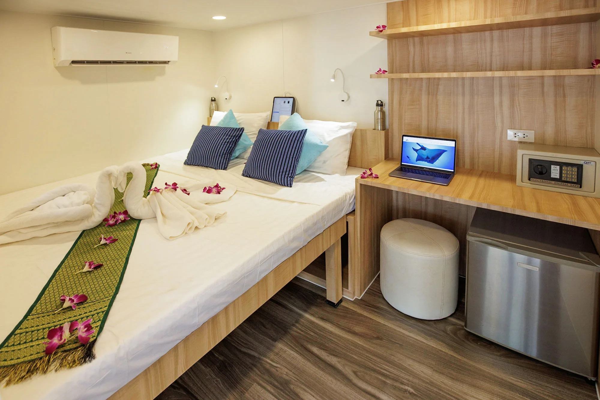 Upper Deck Master cabin with king-size bed and desk