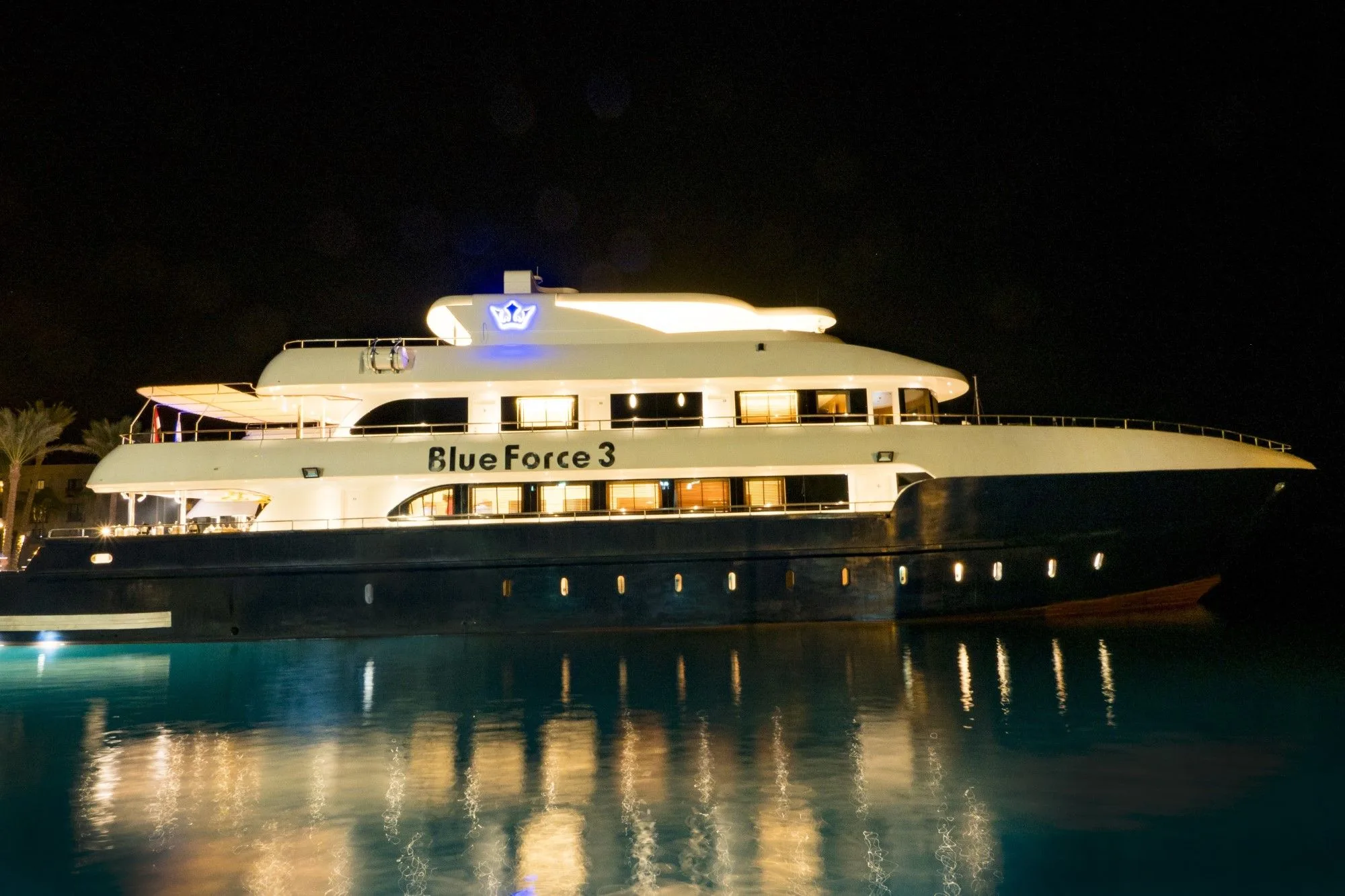 Blue Force Three alongside in the evening