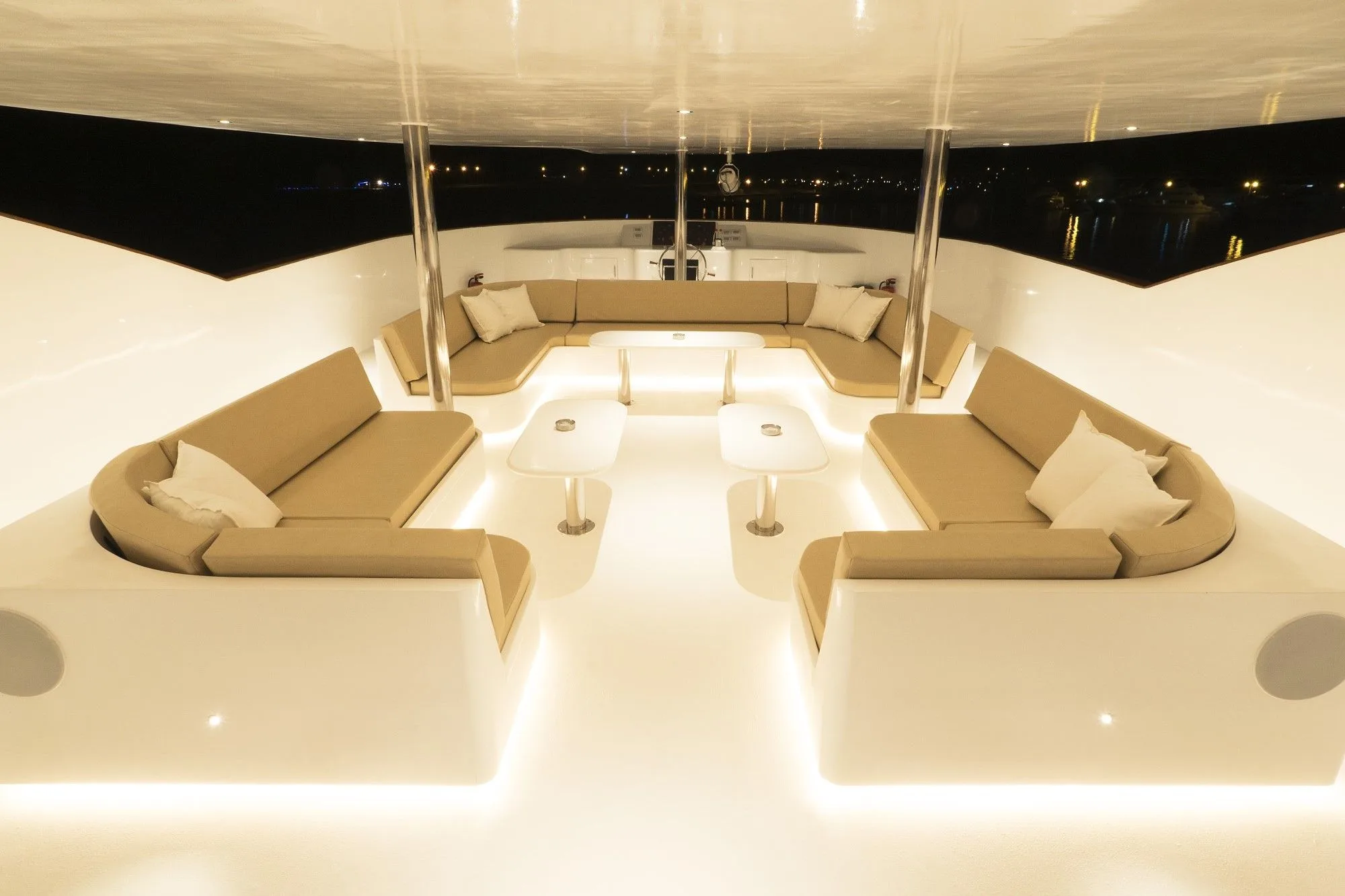 Open-air lounge on Blue Force Three with sofas