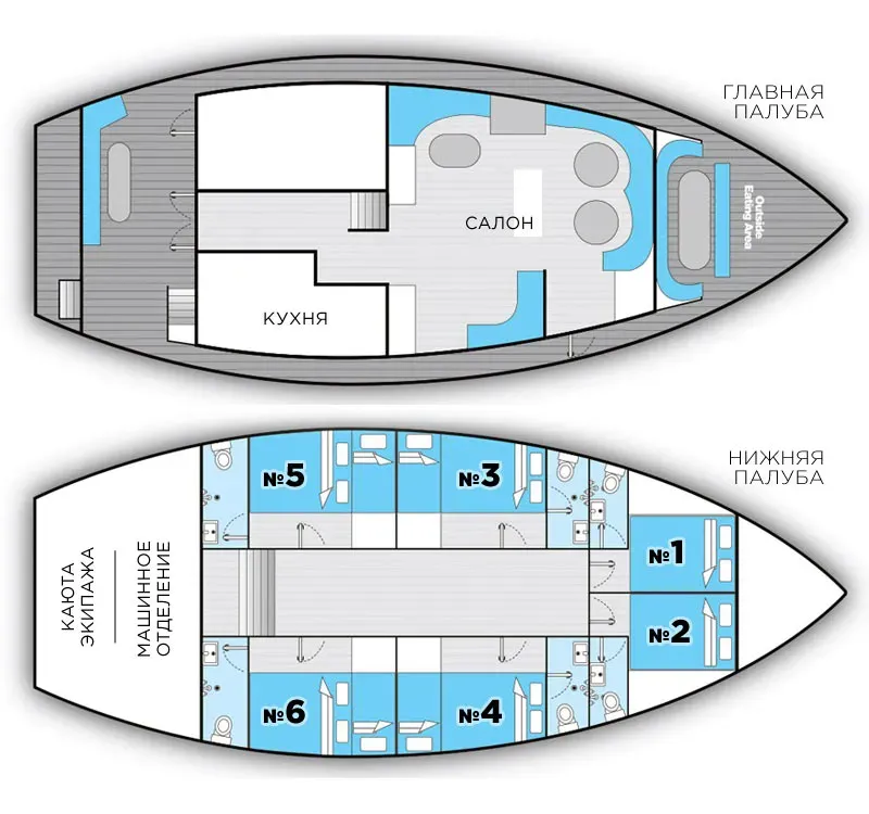 План палуб, корабль Blue Spirit