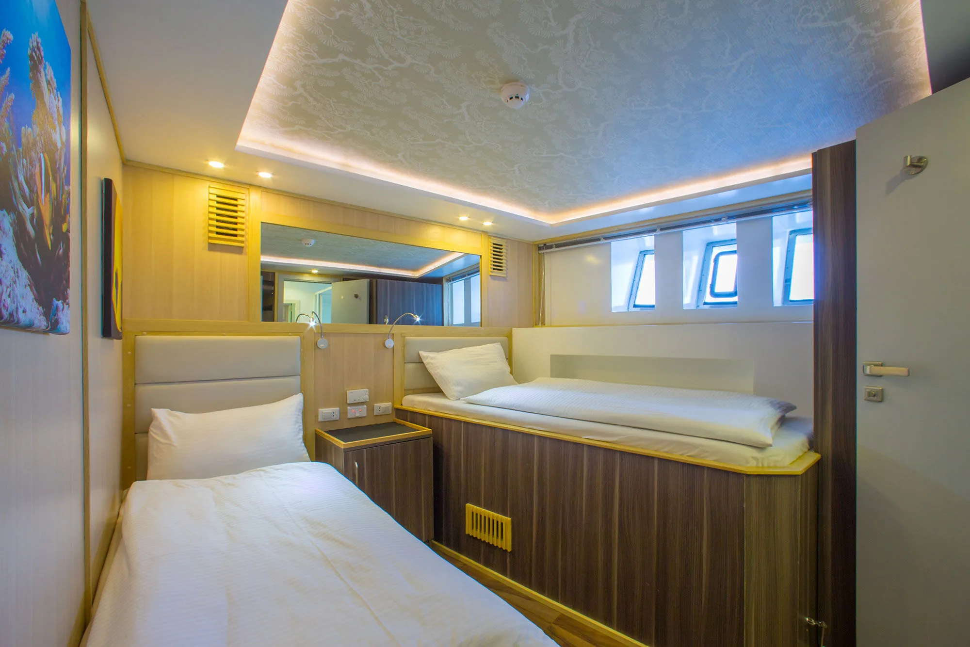 Bow cabin — two beds on different levels