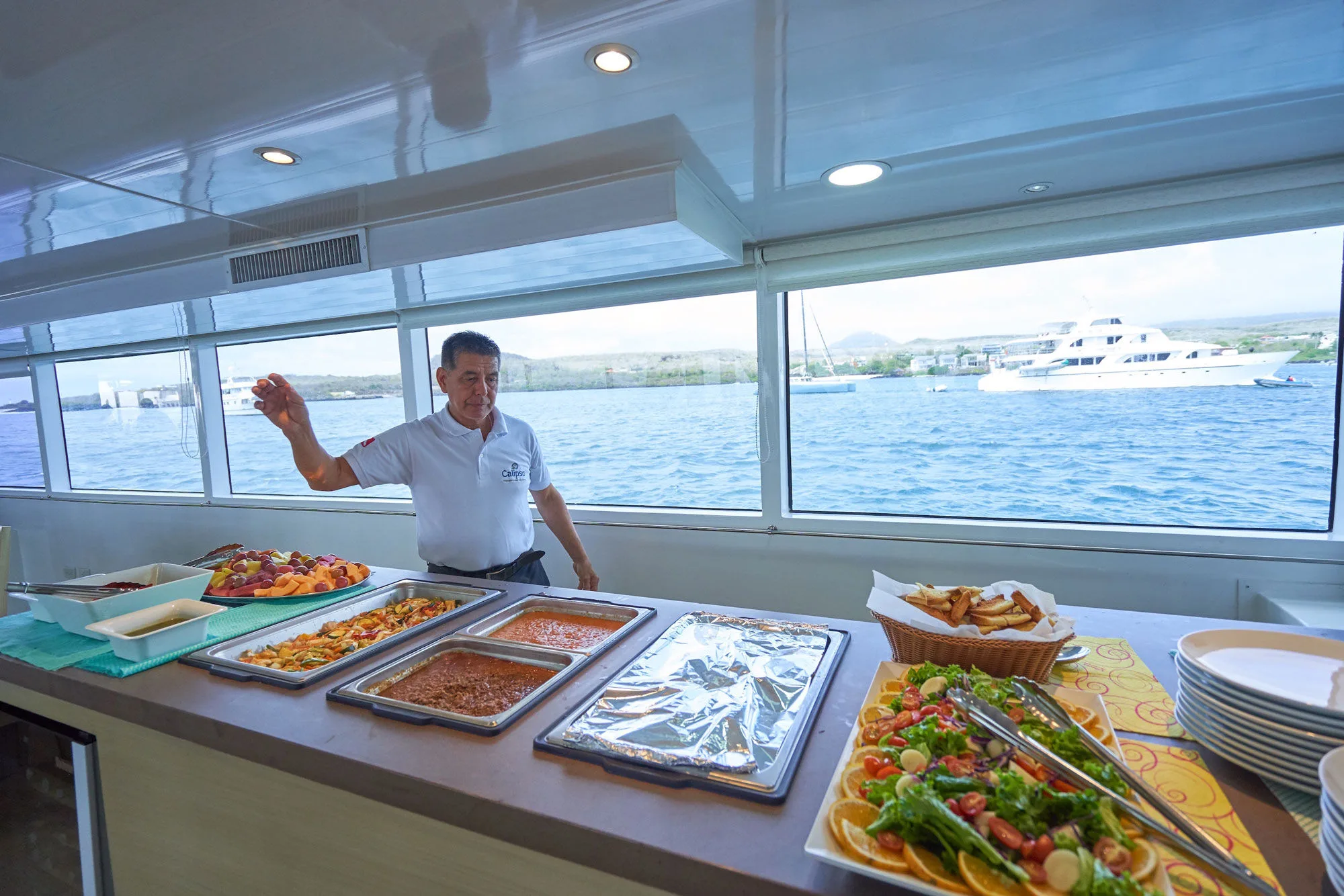 Buffet on Calipso — fresh fish and salads