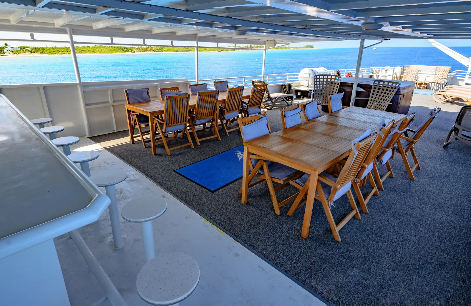 Open-air dining deck on Cayman Aggressor IV