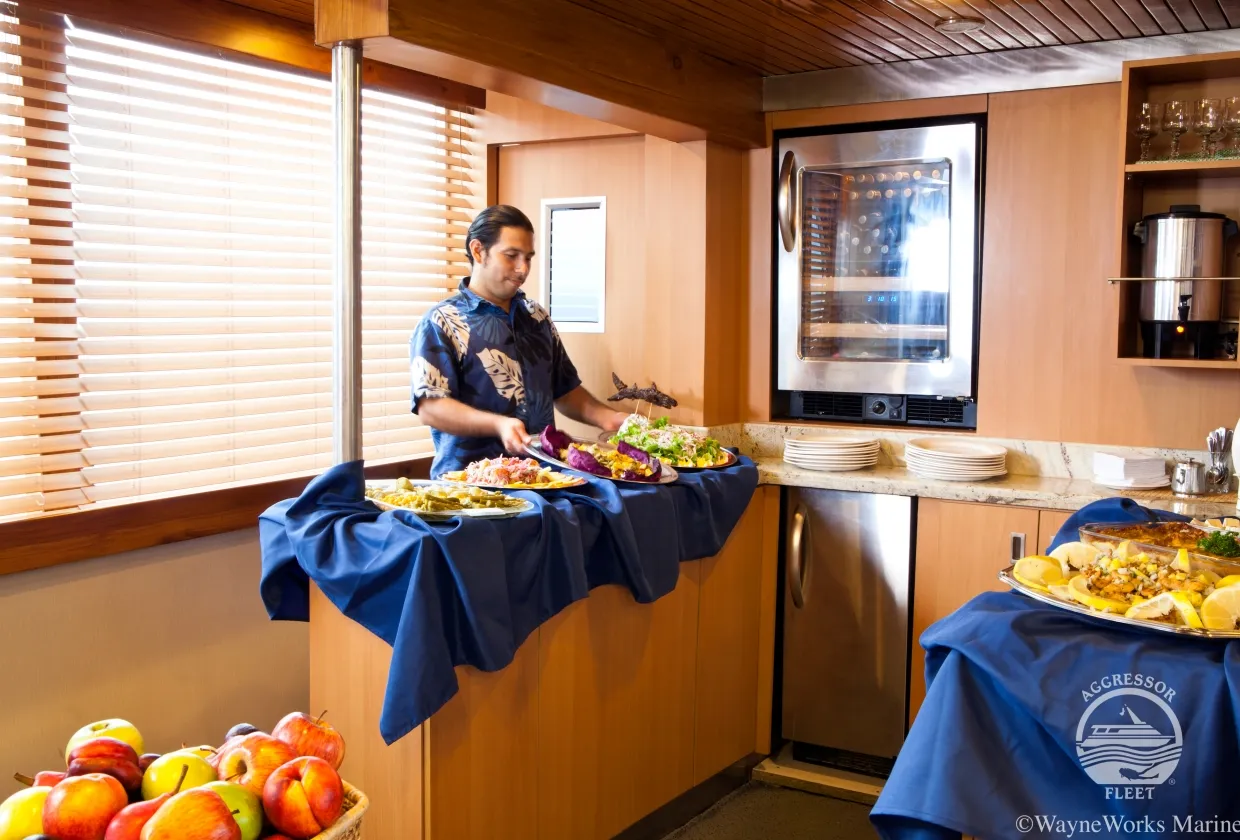 Buffet lunch on board Galapagos Aggressor III