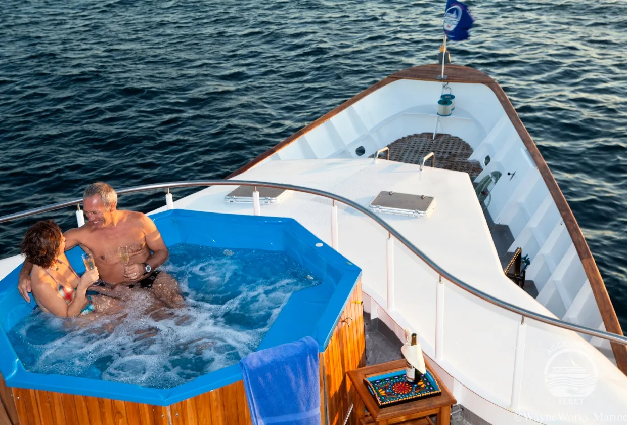 Hot tub on the top deck of Galapagos Aggressor III