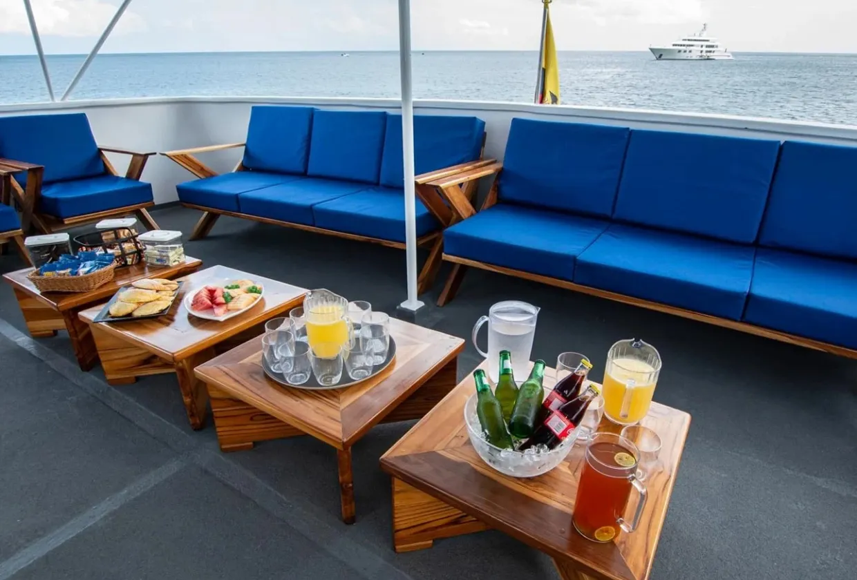 Breakfast served on the open deck of Galapagos Master