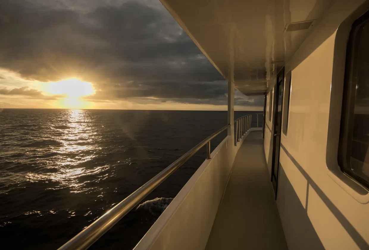 Sunset from the walkway deck of Galapagos Master