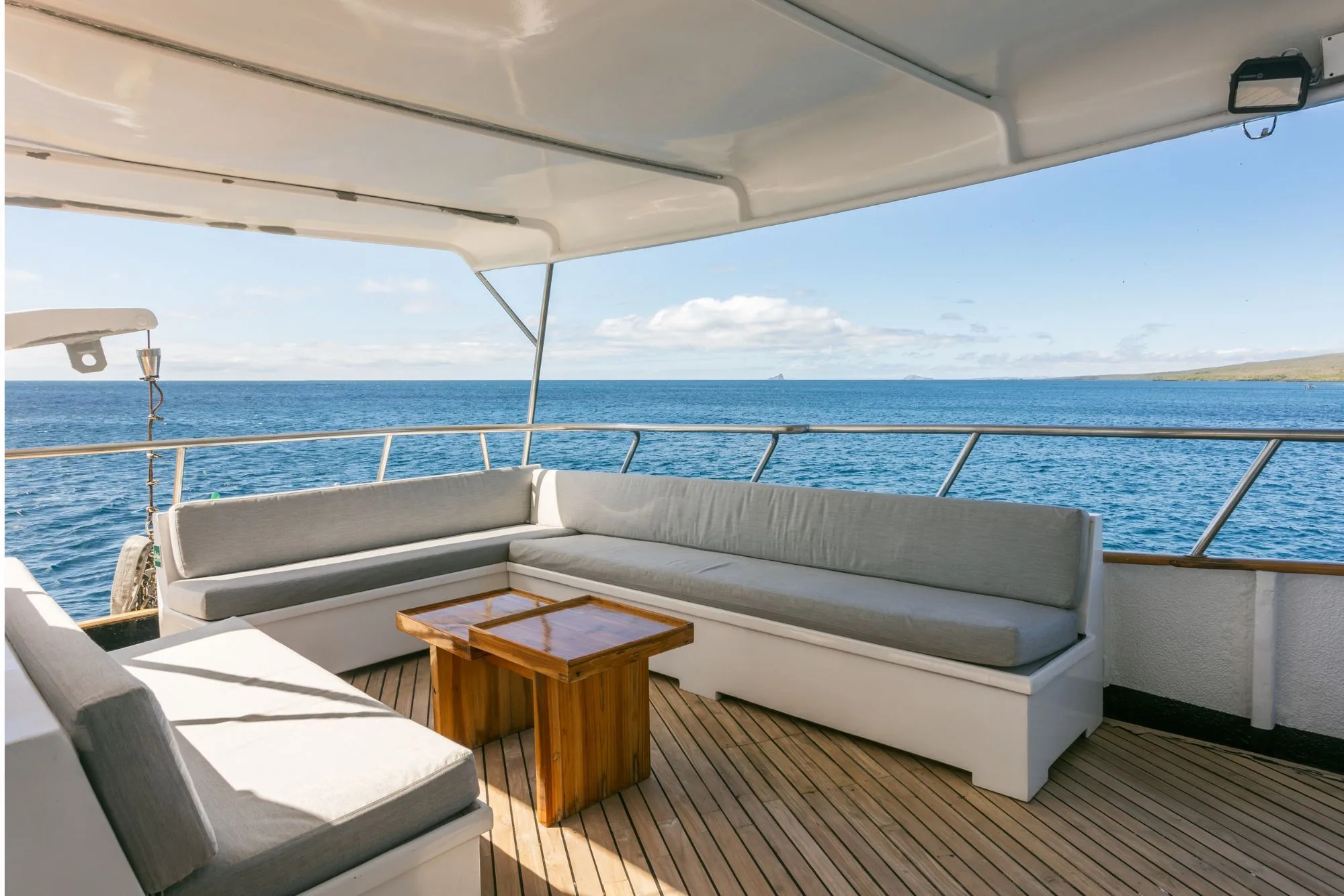 Shaded lounge area on Galapagos Sky