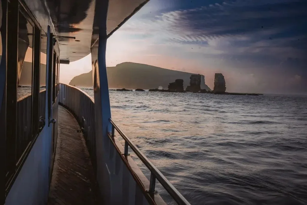 Side deck of Galapagos Sky at dawn