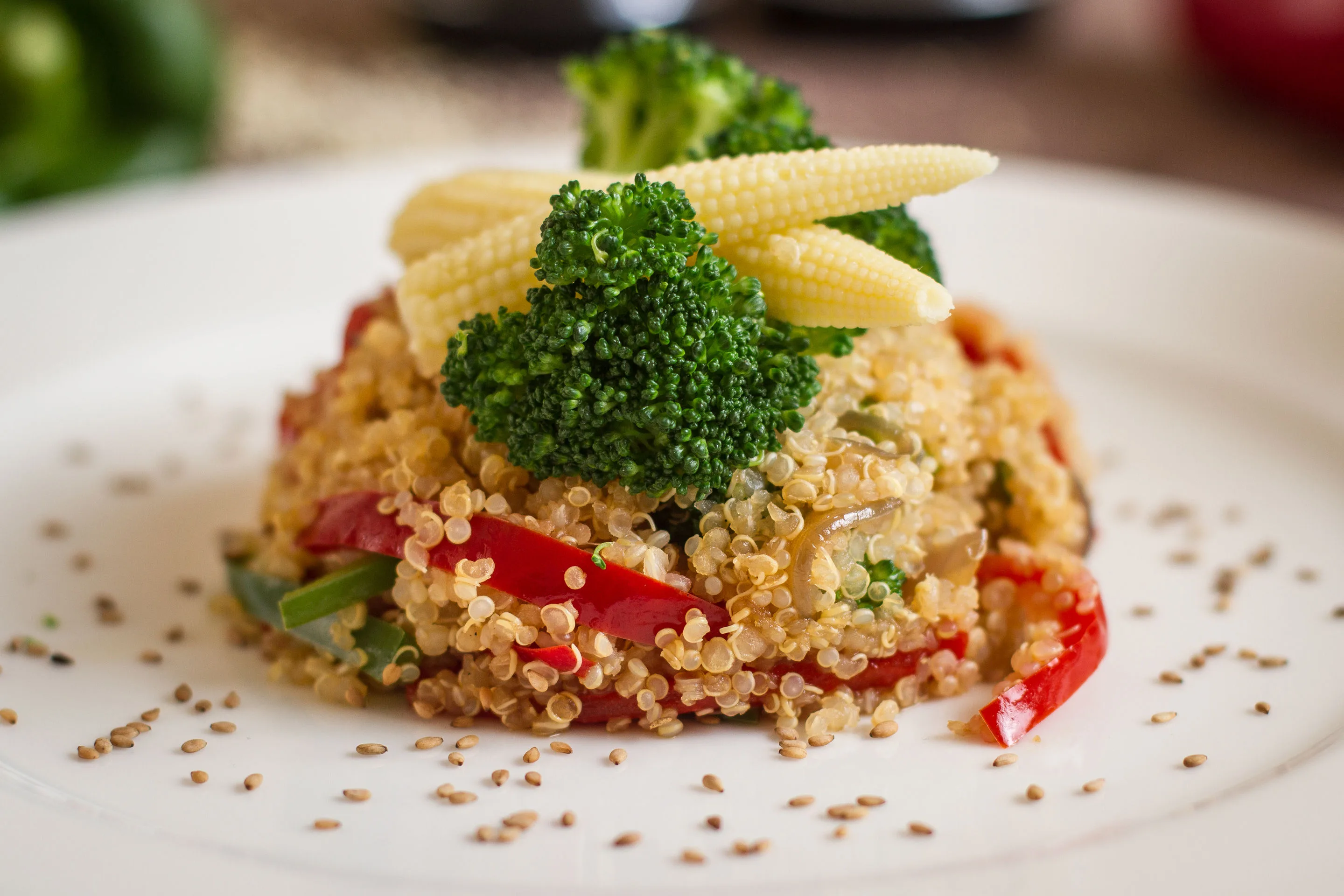 Quinoa with vegetables — a chef dish on Galapagos Sky