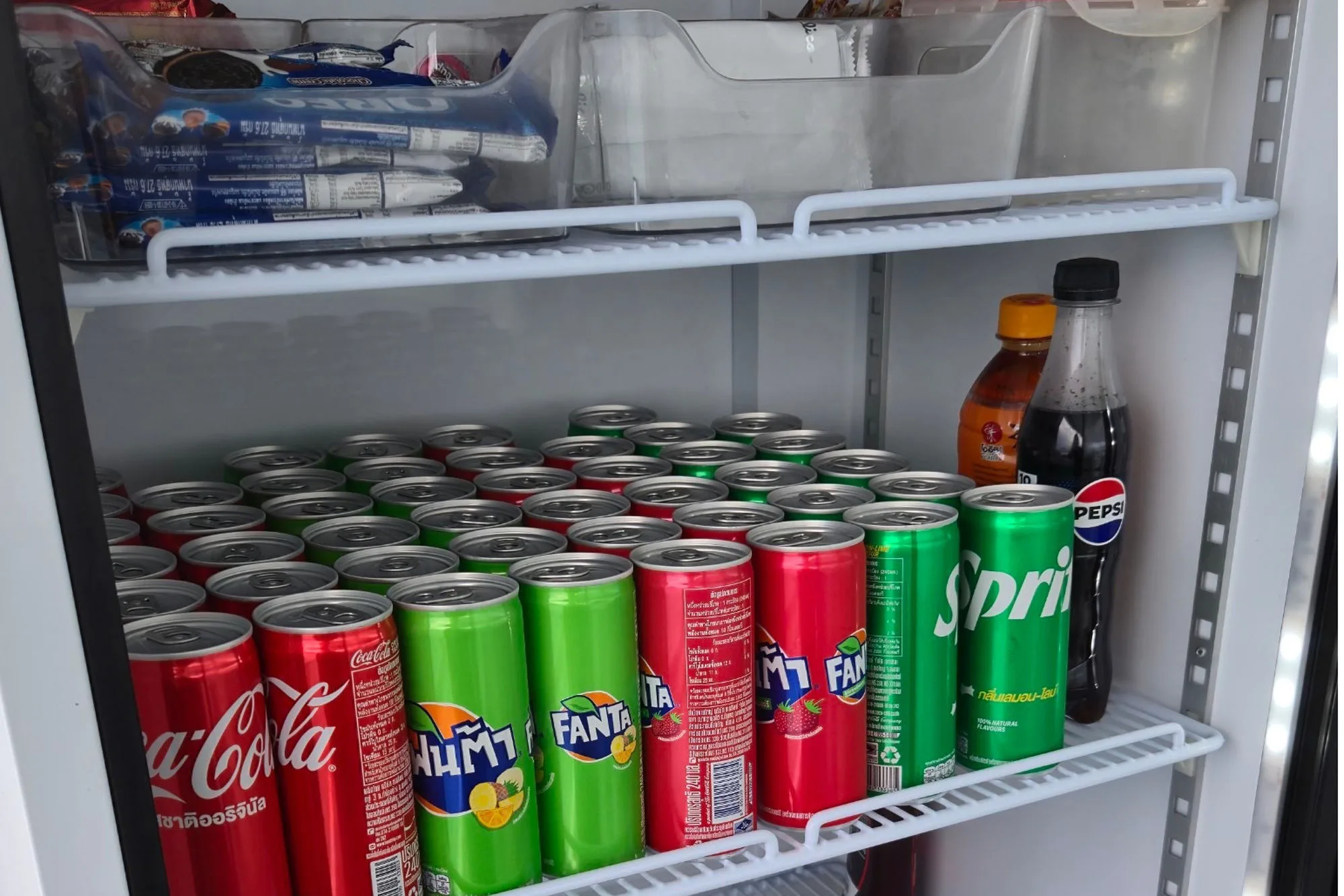 Fridge of soft drinks included in the price