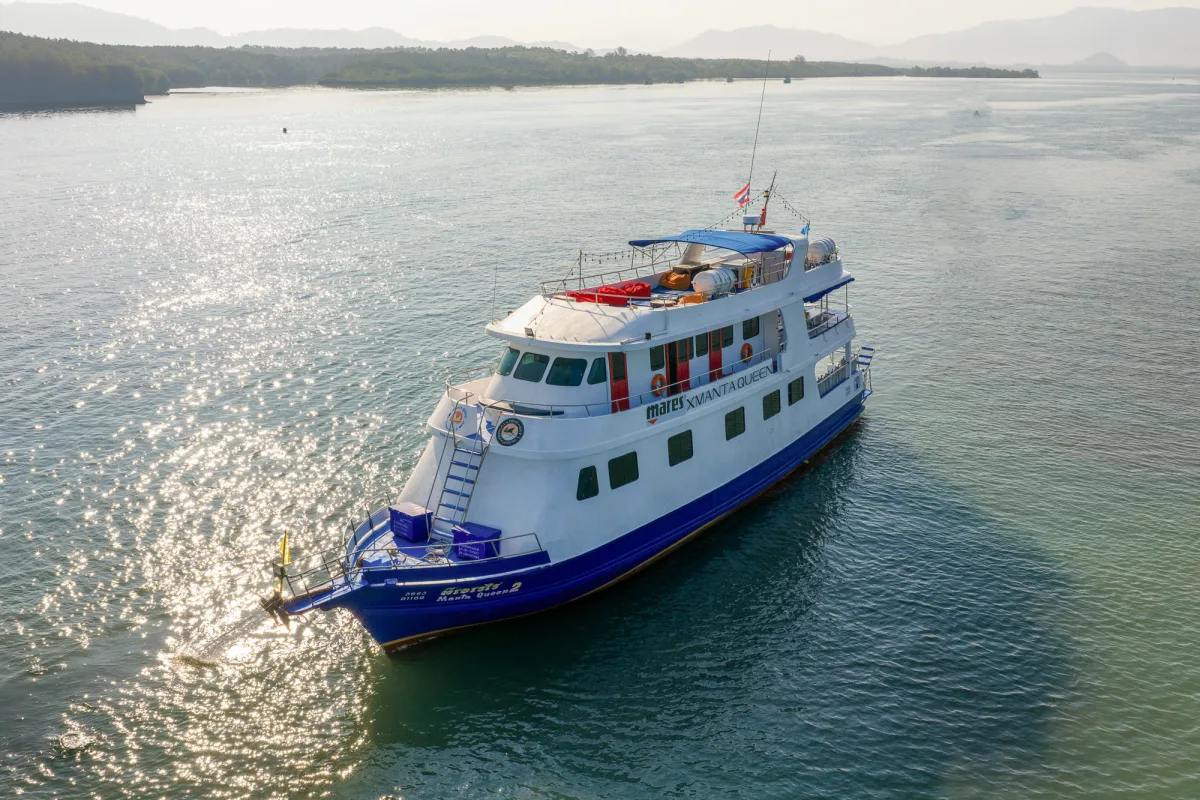 Manta Queen 2 in morning light off the Andaman coast
