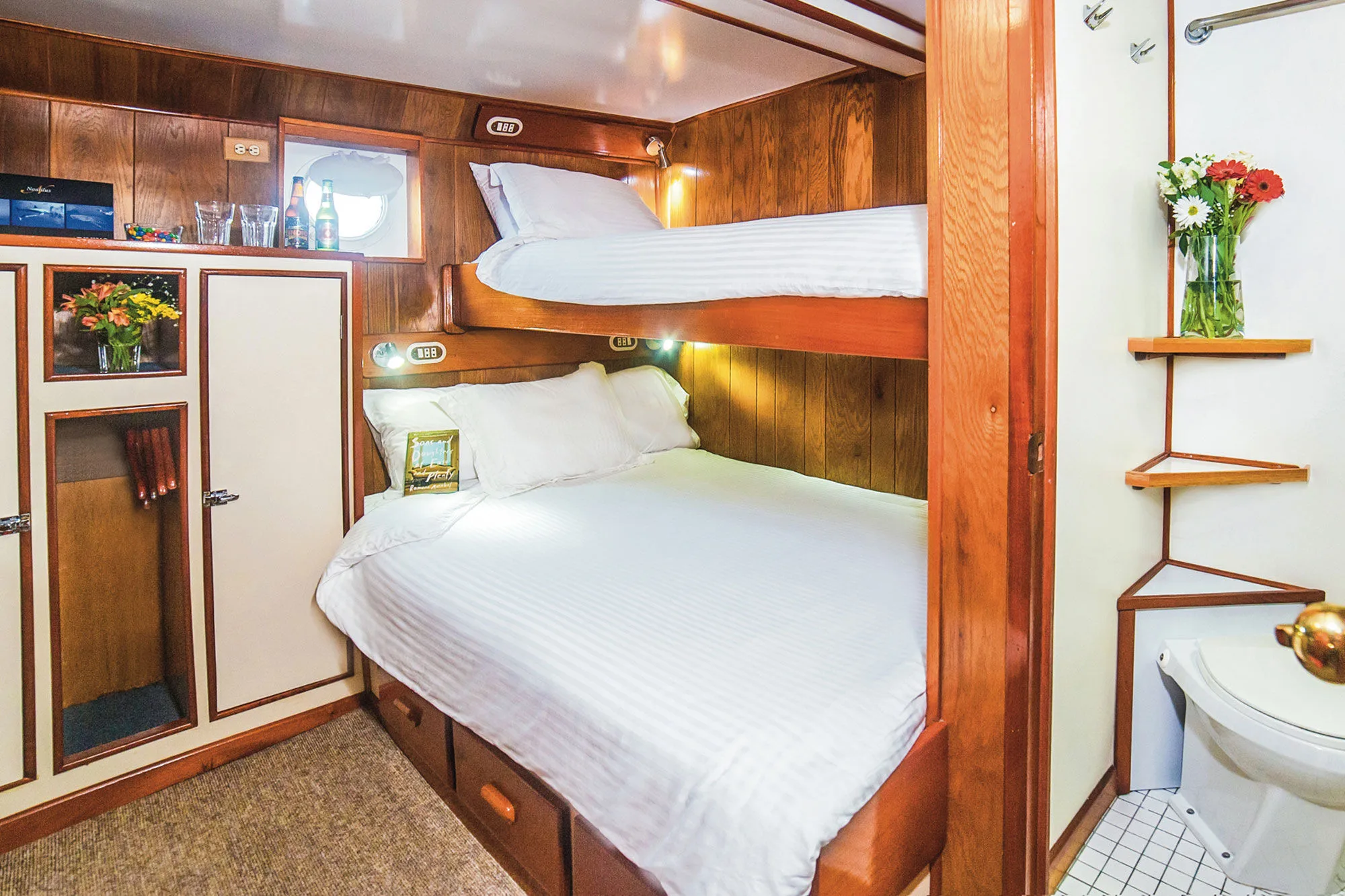 Каюта Stateroom — нижняя кровать, шкаф и умывальник у изголовья