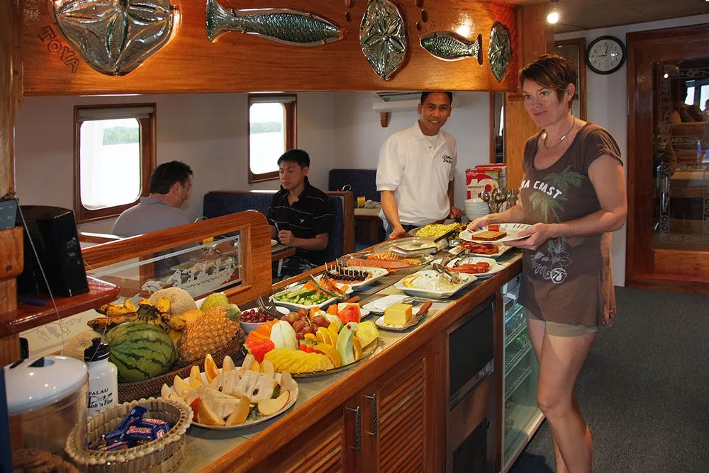 Buffet spread on board Ocean Hunter 3