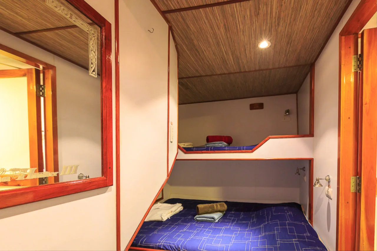Cabin on Ocean Hunter 3 with a porthole window
