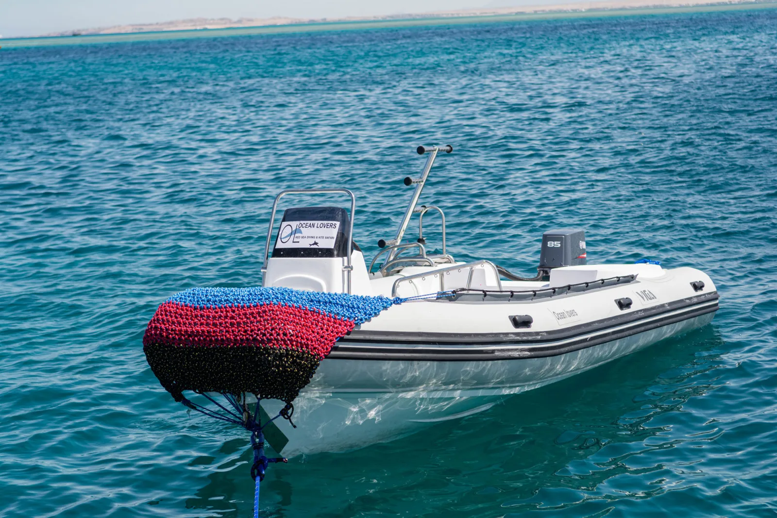 The Ocean Lovers tender used for drop-offs at offshore marks