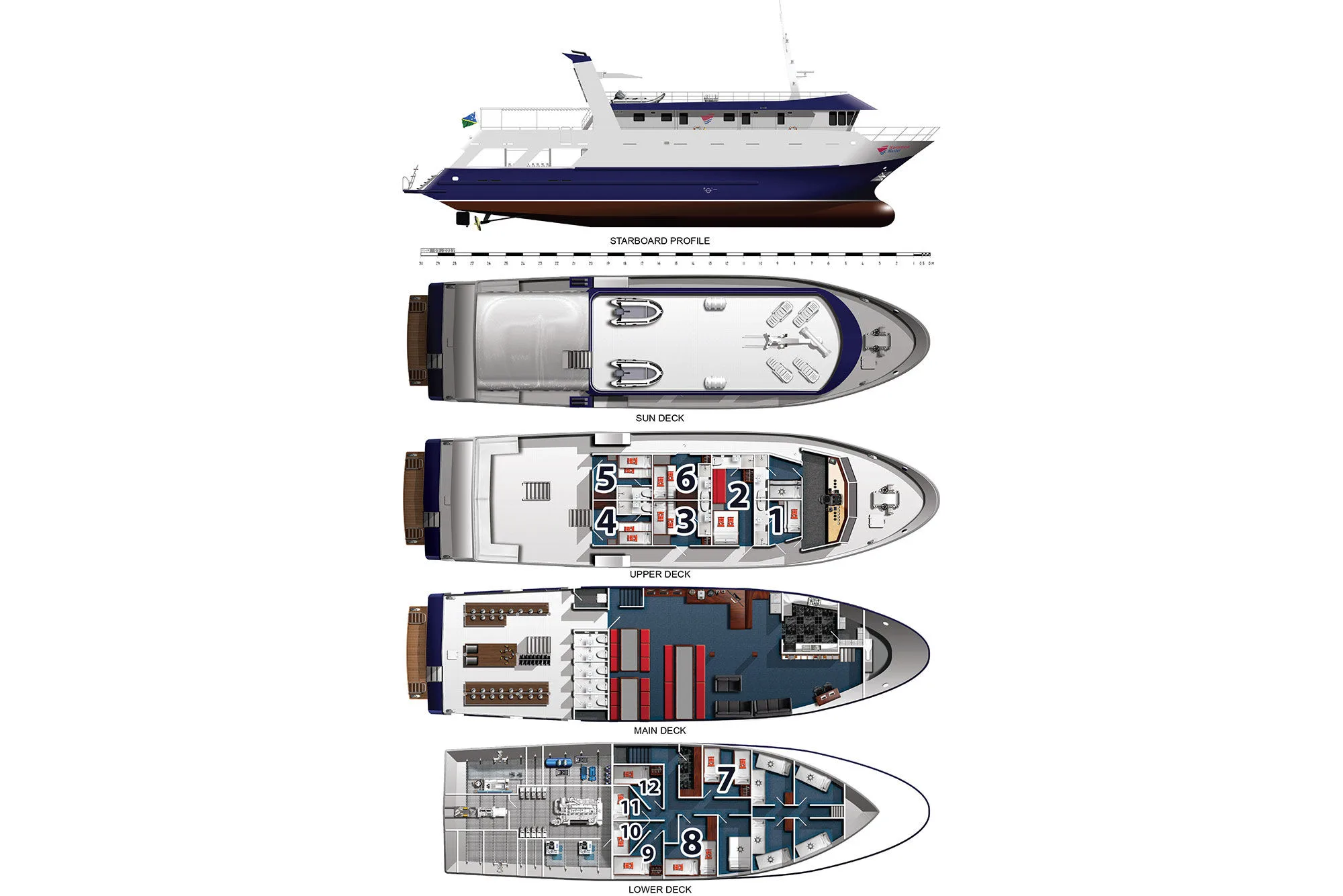 Deck plan of Pacific Master with cabin numbers