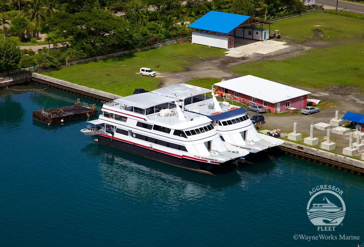 Palau Aggressor II alongside the NECO Marine dock in Koror