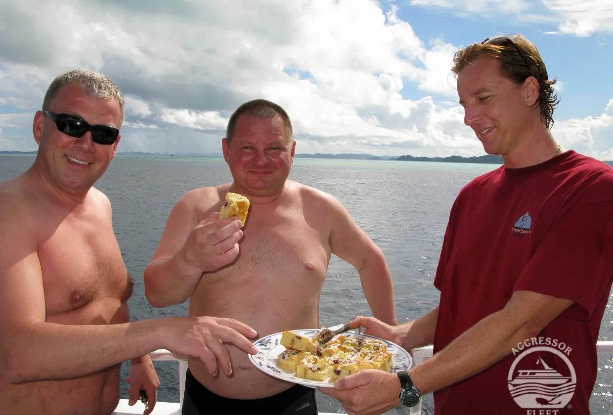 Snacks on deck after a dive